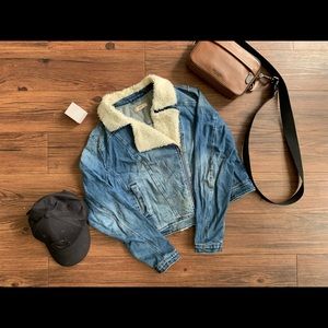 Denim Jean Jacket with White Lining Fur